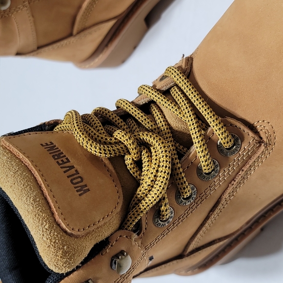 Wolverine Womens 5.5W Mustard Waterproof Work Boots Leather Composite Toe Shoes - Picture 7 of 16